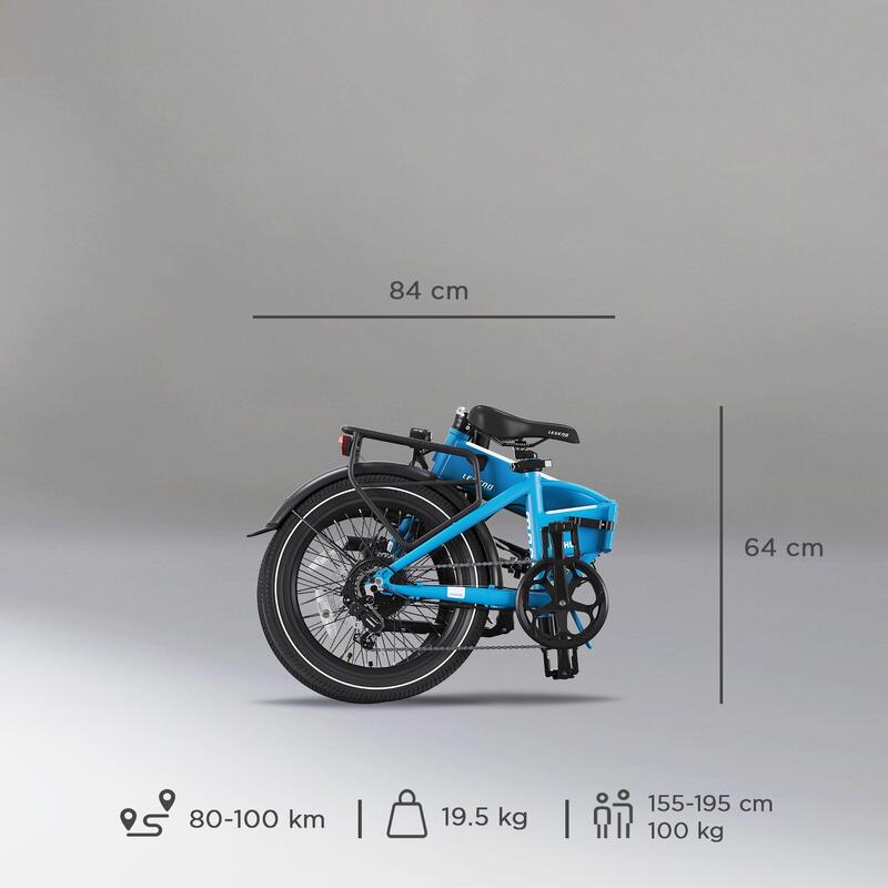 Bicicletta Pieghevole Elettrica 20" - Legend Monza 14Ah Blu