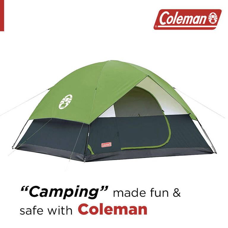 6-Person Sundome Camping Tent, Superior Air Ventilation & Easy Setup, Green
