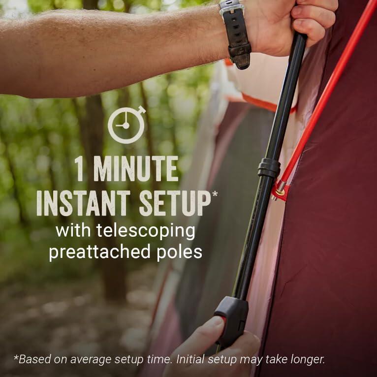 4-Person Skylodge Instant Camping Tent with Telescoping pre-attached Poles, 1 Minute Instant Setup, Blue