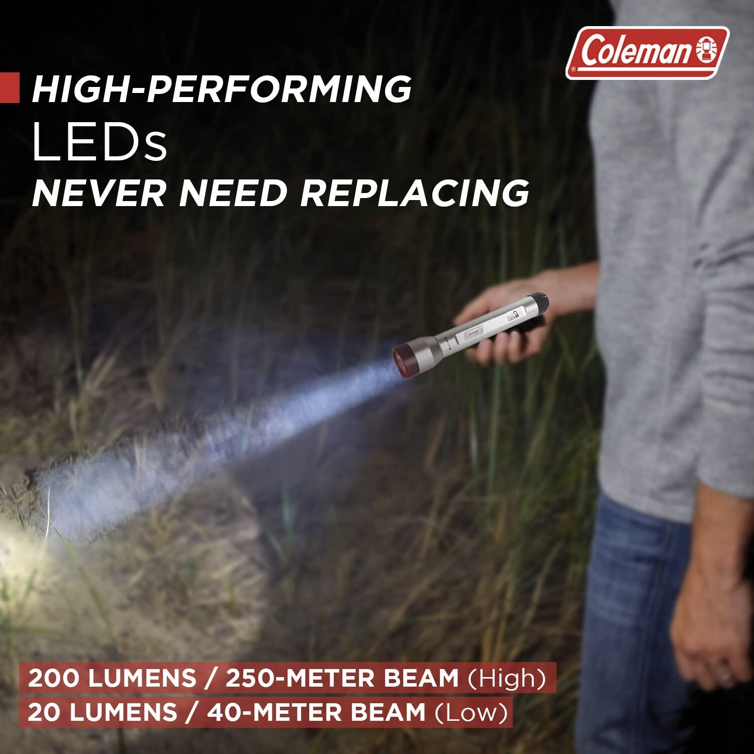 Coleman Batterylock Divide+ 200 LED Aluminum Flashlight, Silver