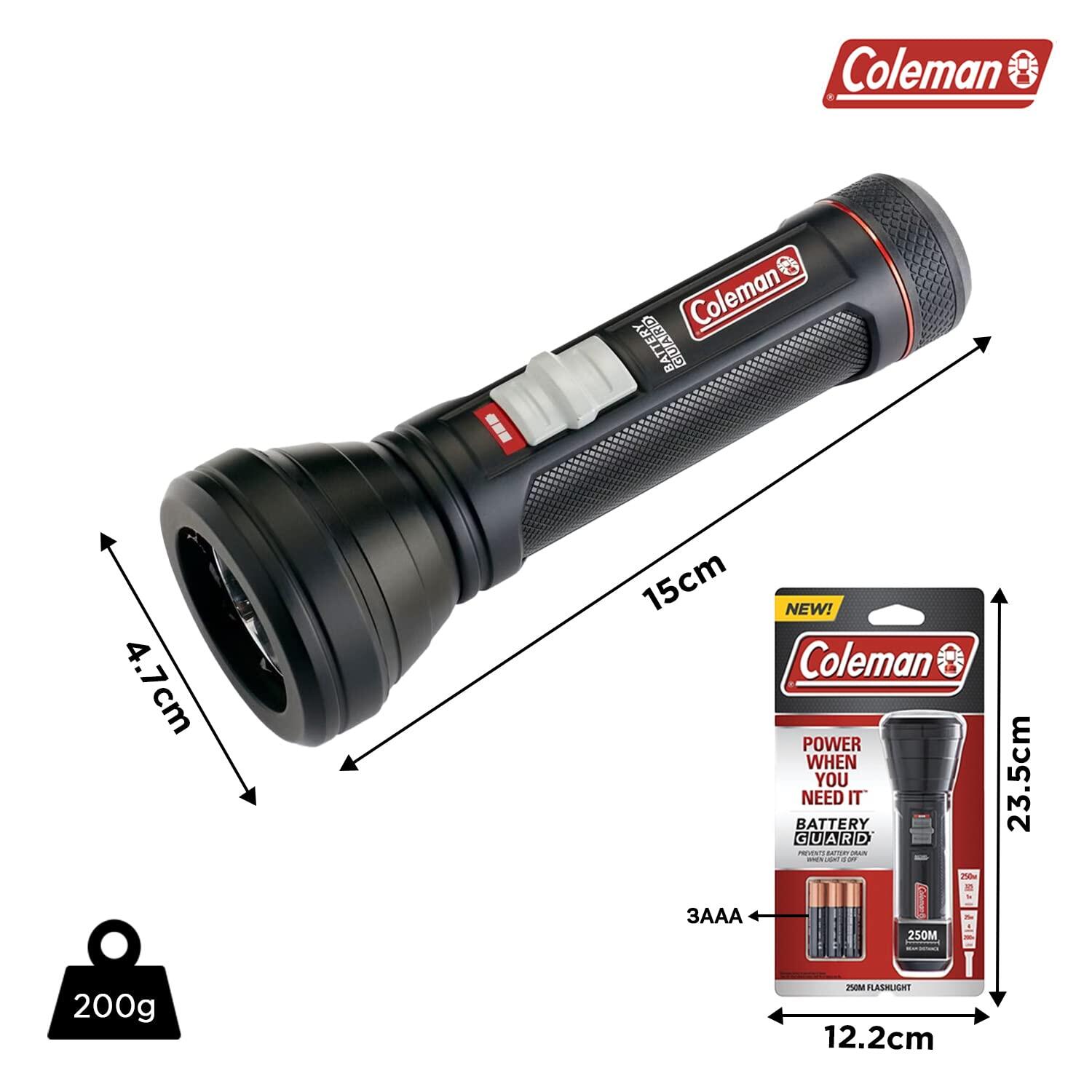Coleman BatteryGuard 325 Lumens LED Aluminium Flashlight, Black