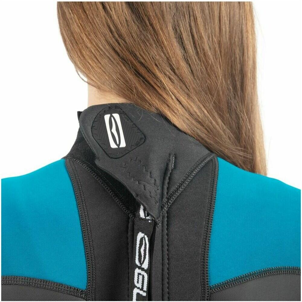 Enfants Response 3/2mm Back Zip Flatlock Combinaison Néoprène - Jet / Teal 4/7
