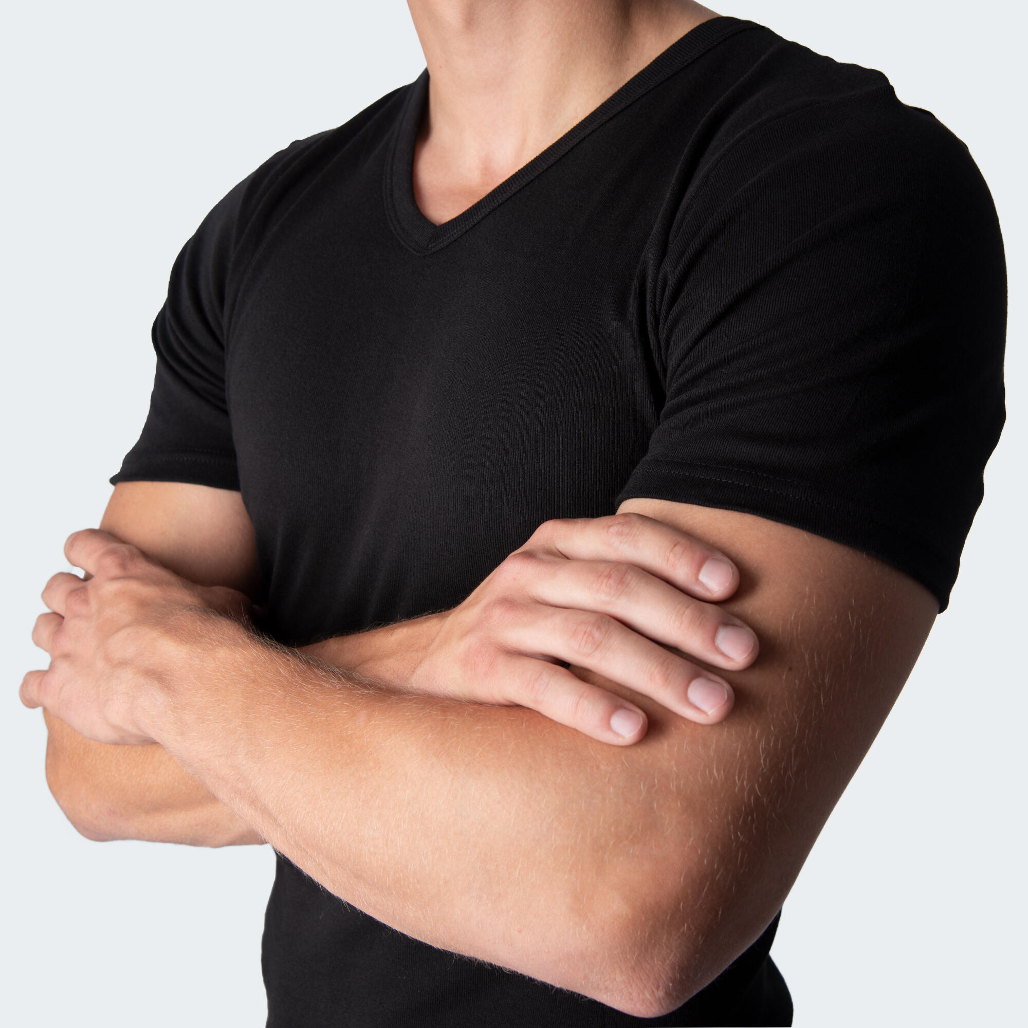 Unterhemd Herren 2er Set | Business V-Ausschnitt T-Shirt | Feinripp | Schwarz 6/6