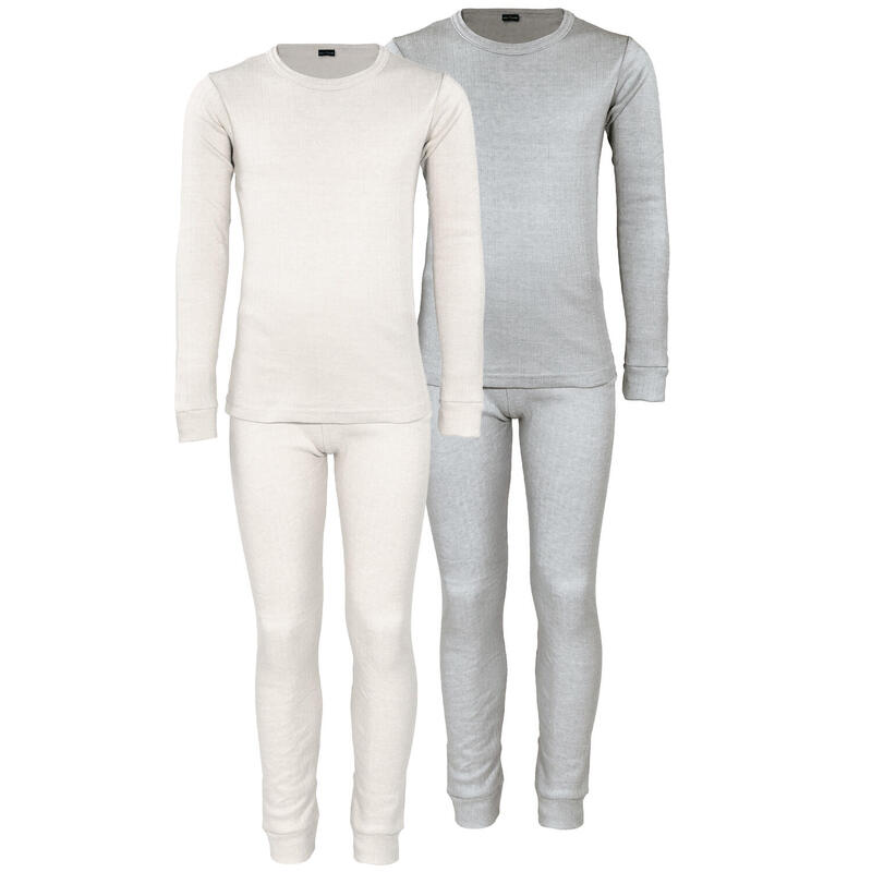 2 sets intimi termici | 2 maglie + 2 pantaloni | Bambino | Crema/Grigio