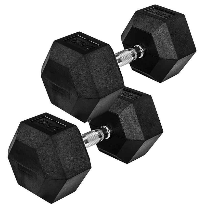 Gantera hexagonala din cauciuc 27,5 kg, set de 2 buc