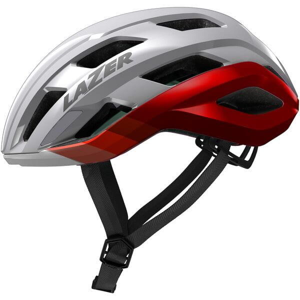 Lazer Strada KinetiCore Cycle Helmet Silver Red 3/4