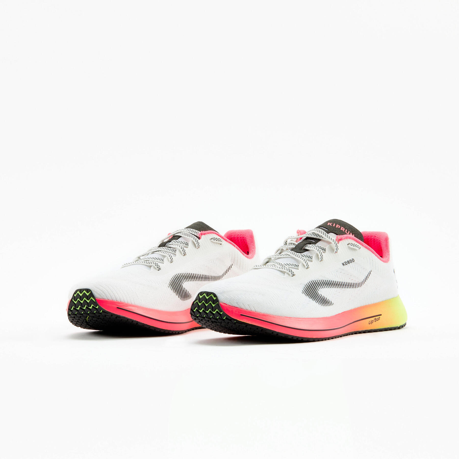 REFURBISHED KIPRUN KD 800 WOMENS RUNNING SHOES - WHITE/PINK/YELLOW - B GRADE 7/7