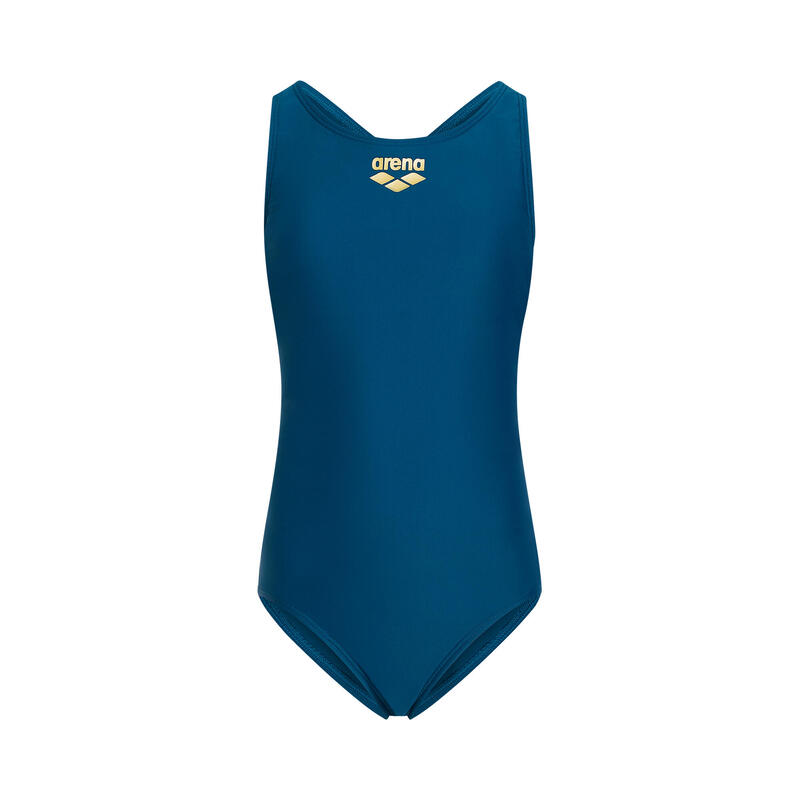 中童經典款X背連身訓練泳衣 - 深藍色