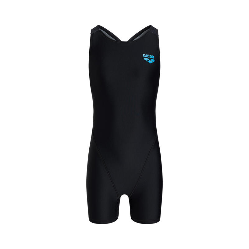 JUNIOR BASIC X BACK FLAG LEG TRAINING ONE PIECE - BLACK