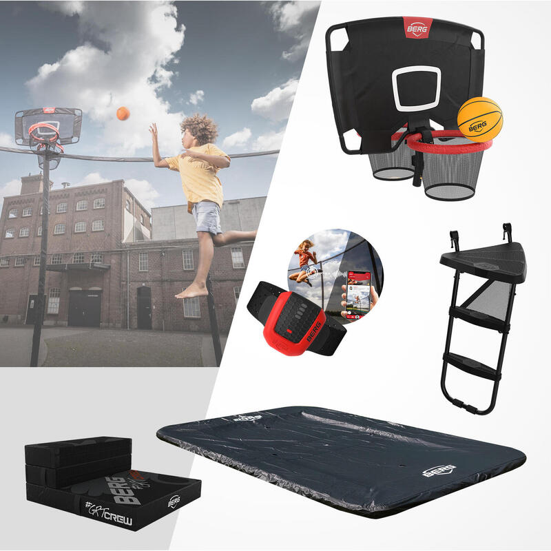 BERG Champion InGround Trampoline 380 Schwarz + Sicherheitsnetz Deluxe