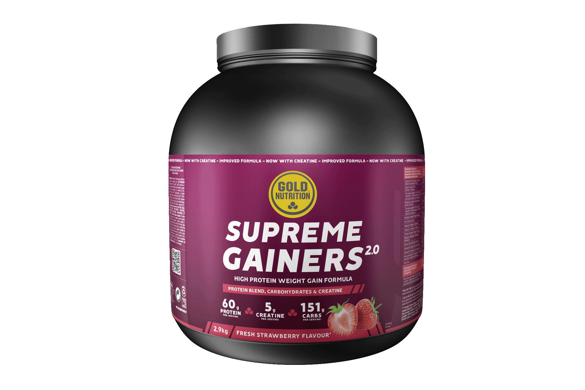 GOLD NUTRITION PROTEIN DE SORO SUPREME GAINERS 2.0 MORANGO - 2,9kg