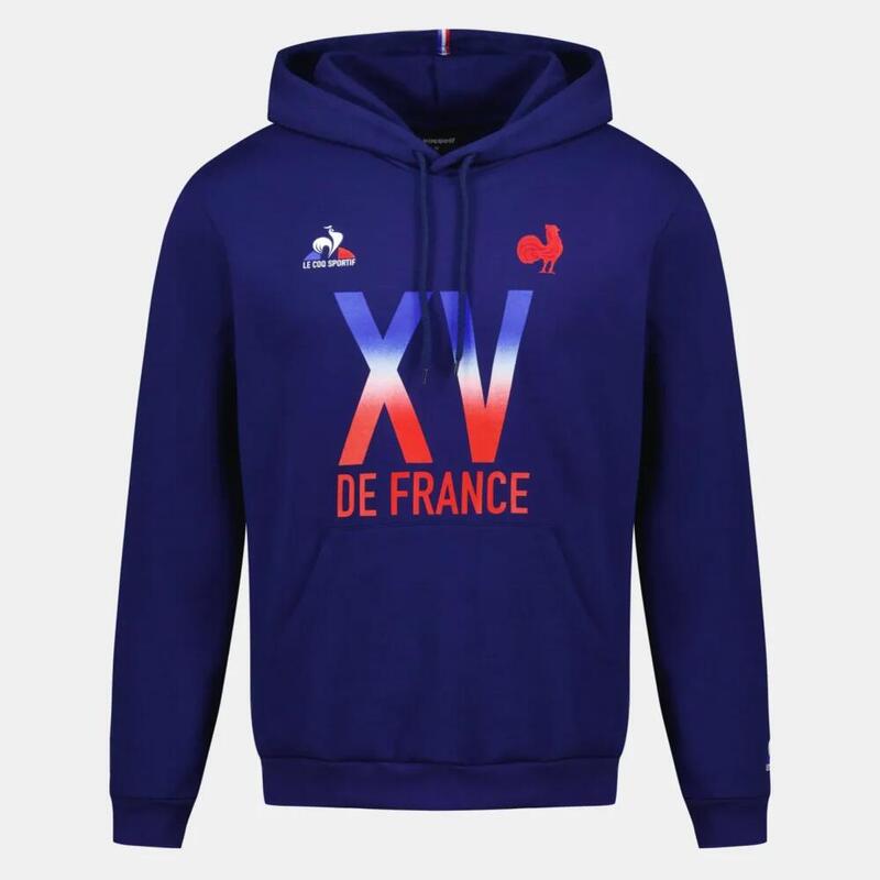 Blauwe Volwassen Frankrijk Rugby Fanwear Hoodie Met Ritssluiting