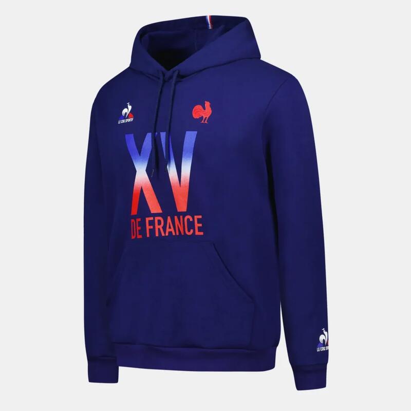 Blauwe Volwassen Frankrijk Rugby Fanwear Hoodie Met Ritssluiting