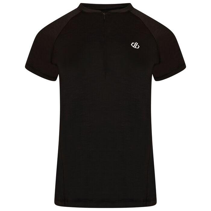 Outdare II Kurzärmeliges Fitness-Shirt für Damen Reißverschluss - Schwarz