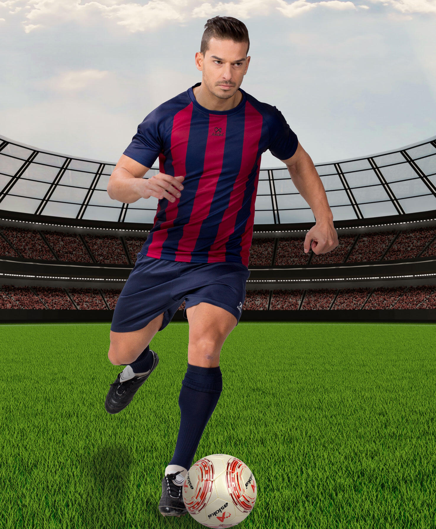 Pantalón Corto de Fútbol Adulto Asioka Premium Marino 2/6