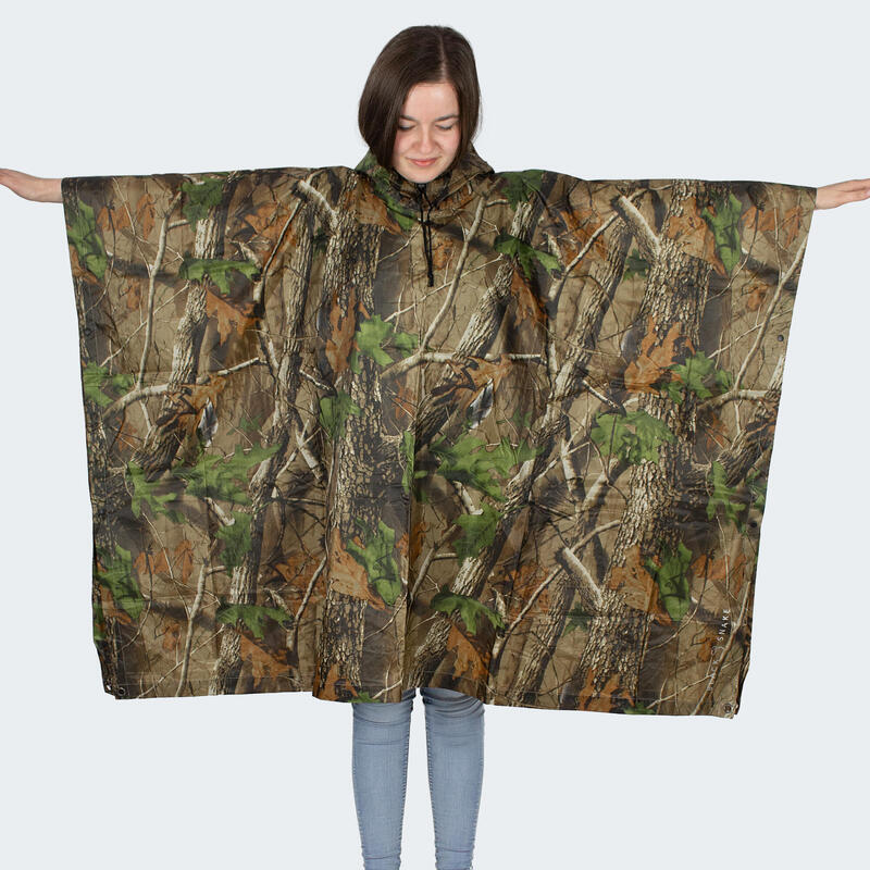 Poncho de chuva RipStop | Impermeável | Capuz | Hunting Camo