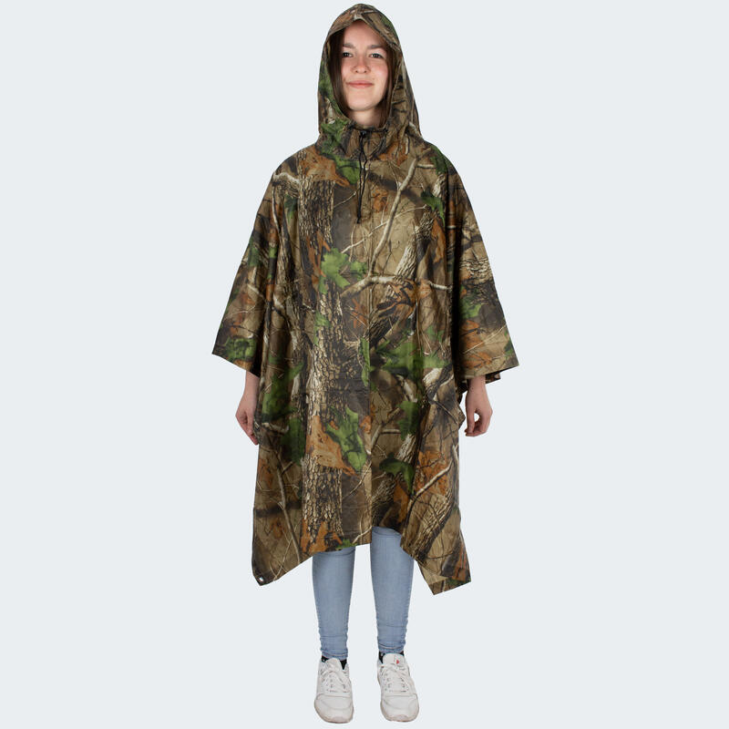 Poncho de pluie RipStop | Imperméable | Capuche | Hunting Camo