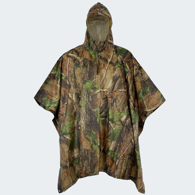 Poncho de chuva RipStop | Impermeável | Capuz | Hunting Camo