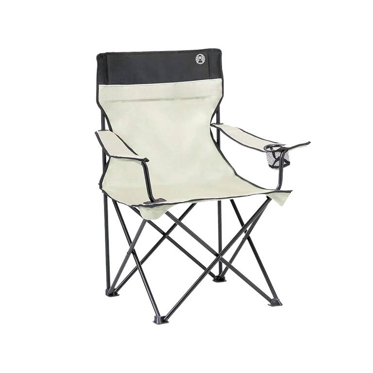 Foldable Camping Standard Quad Armchair with Integrated Mesh Cup Holder, Khaki