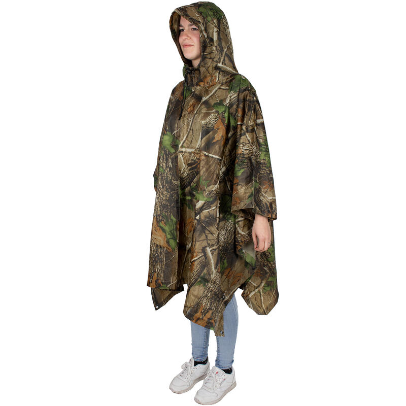 Poncho de lluvia RipStop | Impermeable | Capucha | Hunting Camo