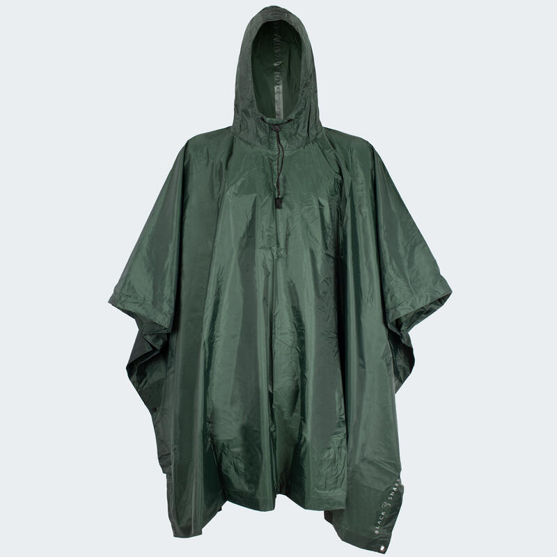 Poncho de chuva RipStop | Impermeável | Capuz | Azeitona