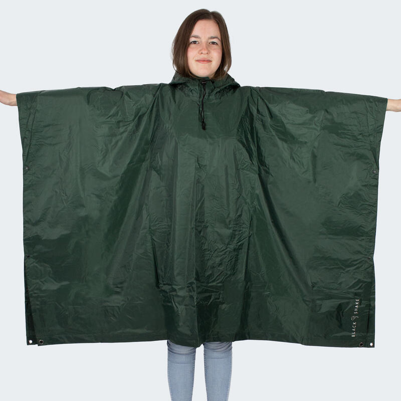 Poncho de lluvia RipStop | Impermeable | Capucha | Oliva