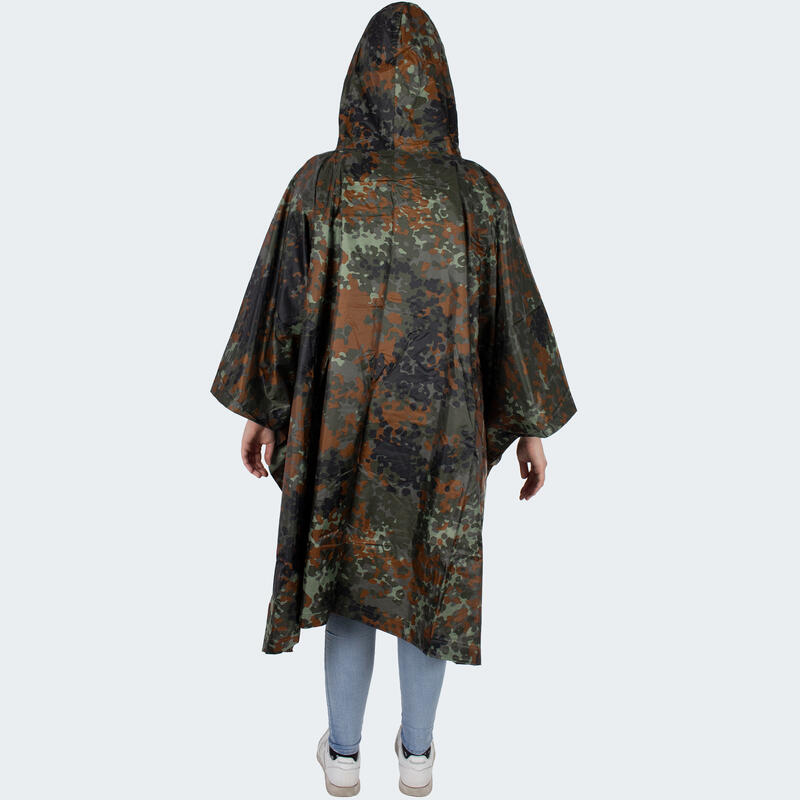 Poncho de lluvia RipStop | Impermeable | Capucha | Camuflaje