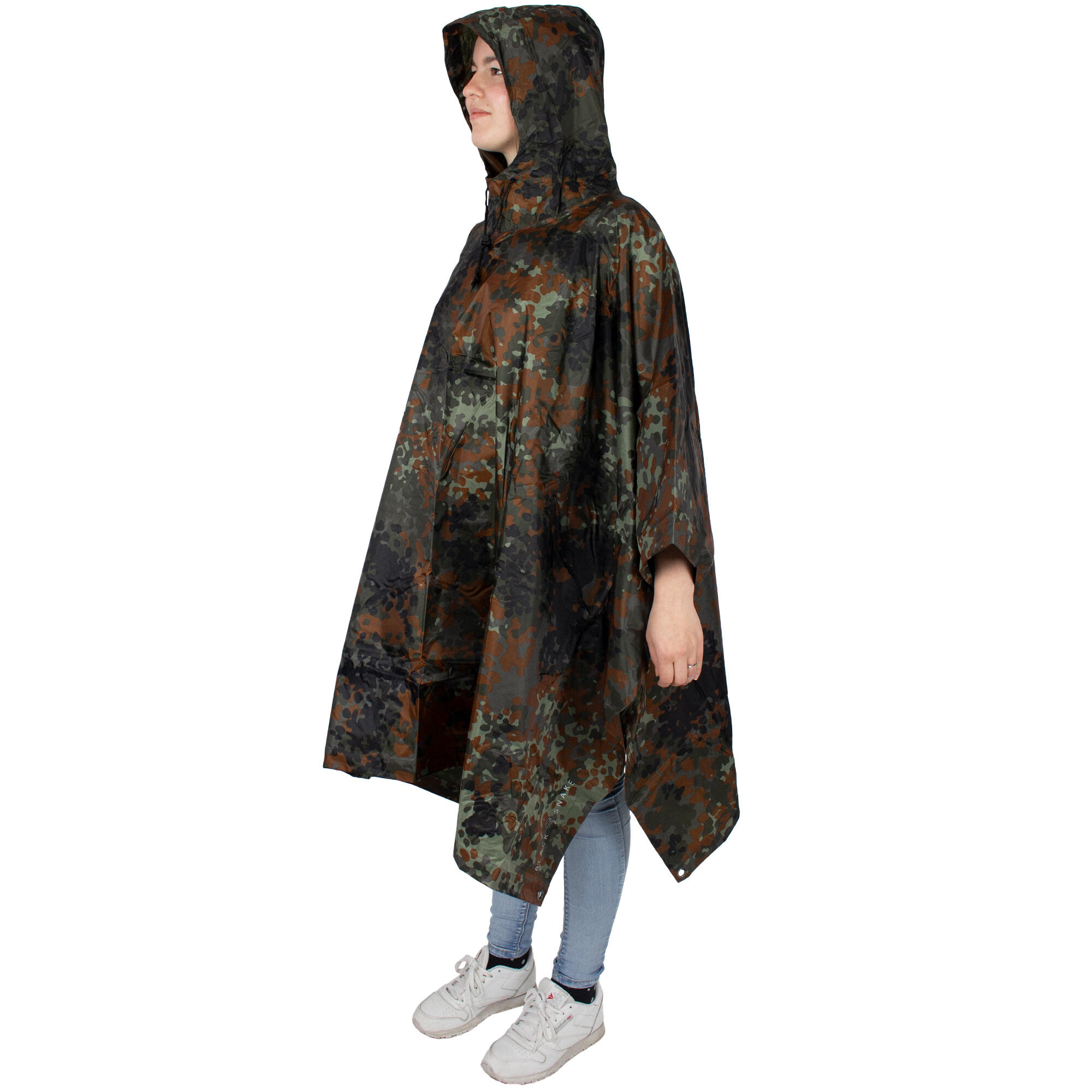 BLACK SNAKE Regenponcho RipStop | Wasserdicht | Kapuze | Flecktarn