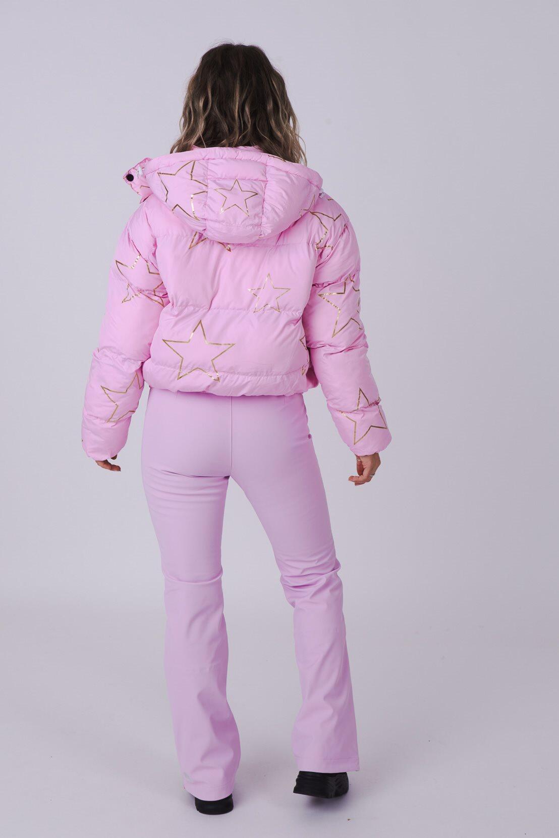 Pink with Stars Chic Puffer Jacket 3/5