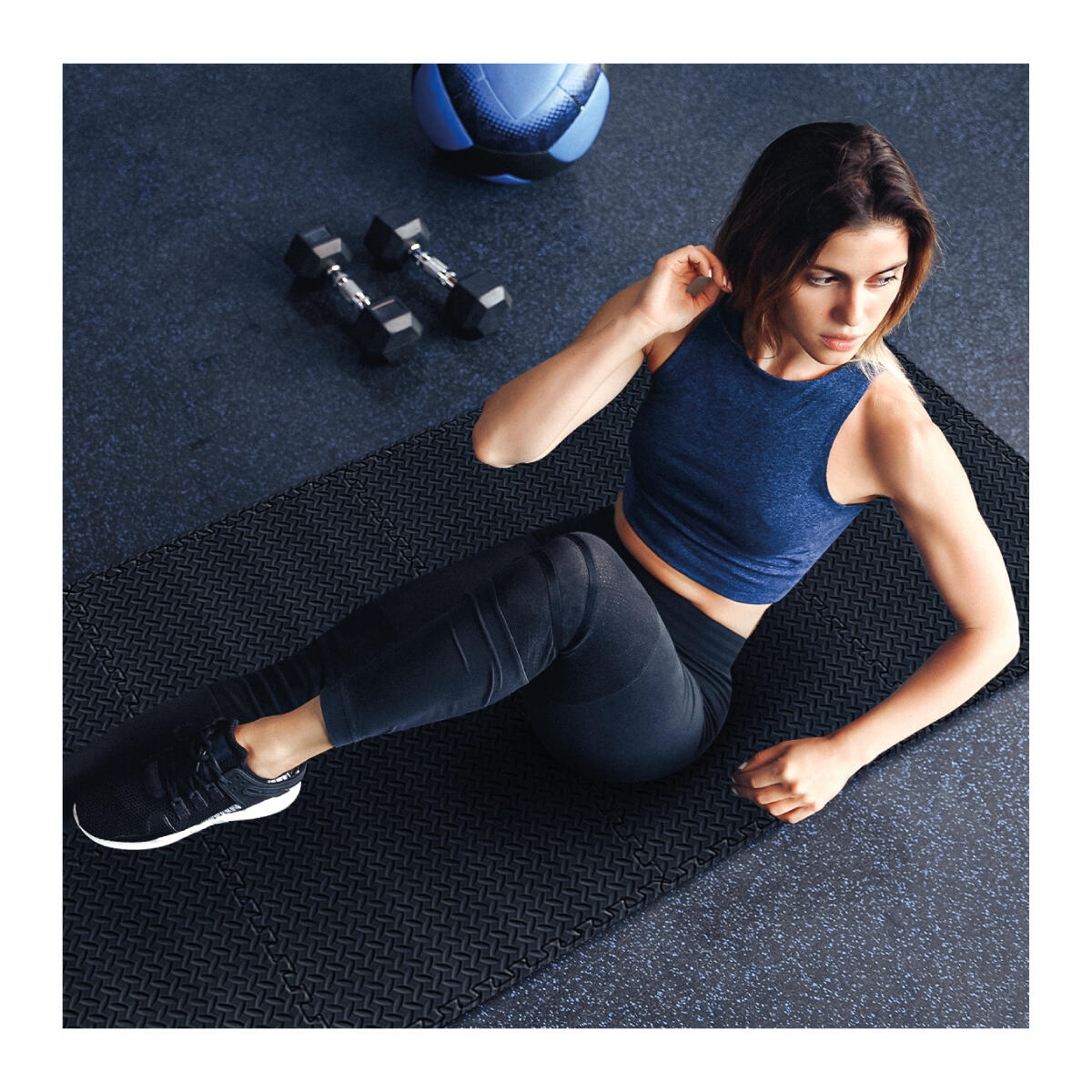 Puzzle-matte für fitnessgeräte 8 elemente Hawk 20 Athler 240x120cm Schwarz 7/7