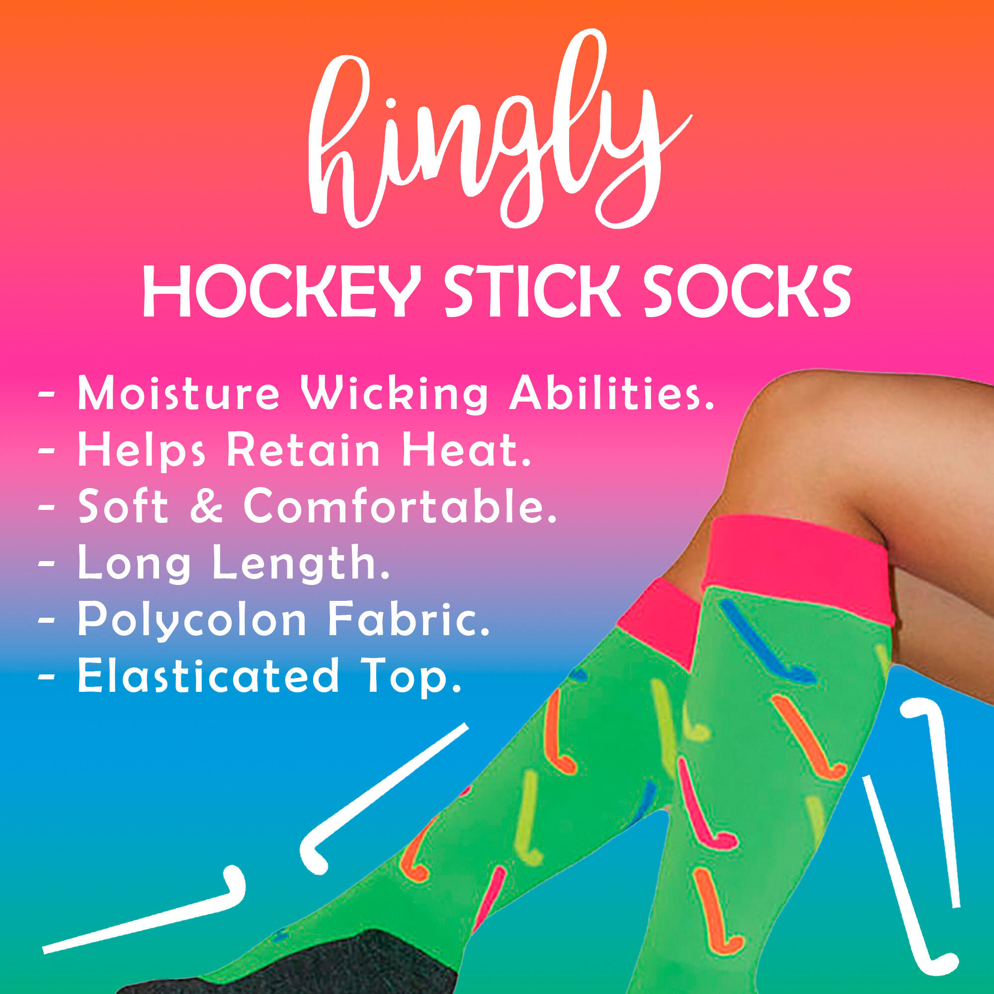 Knee High Hockey Socks with Hockey Stick Designs | Adult Sizes 4/4