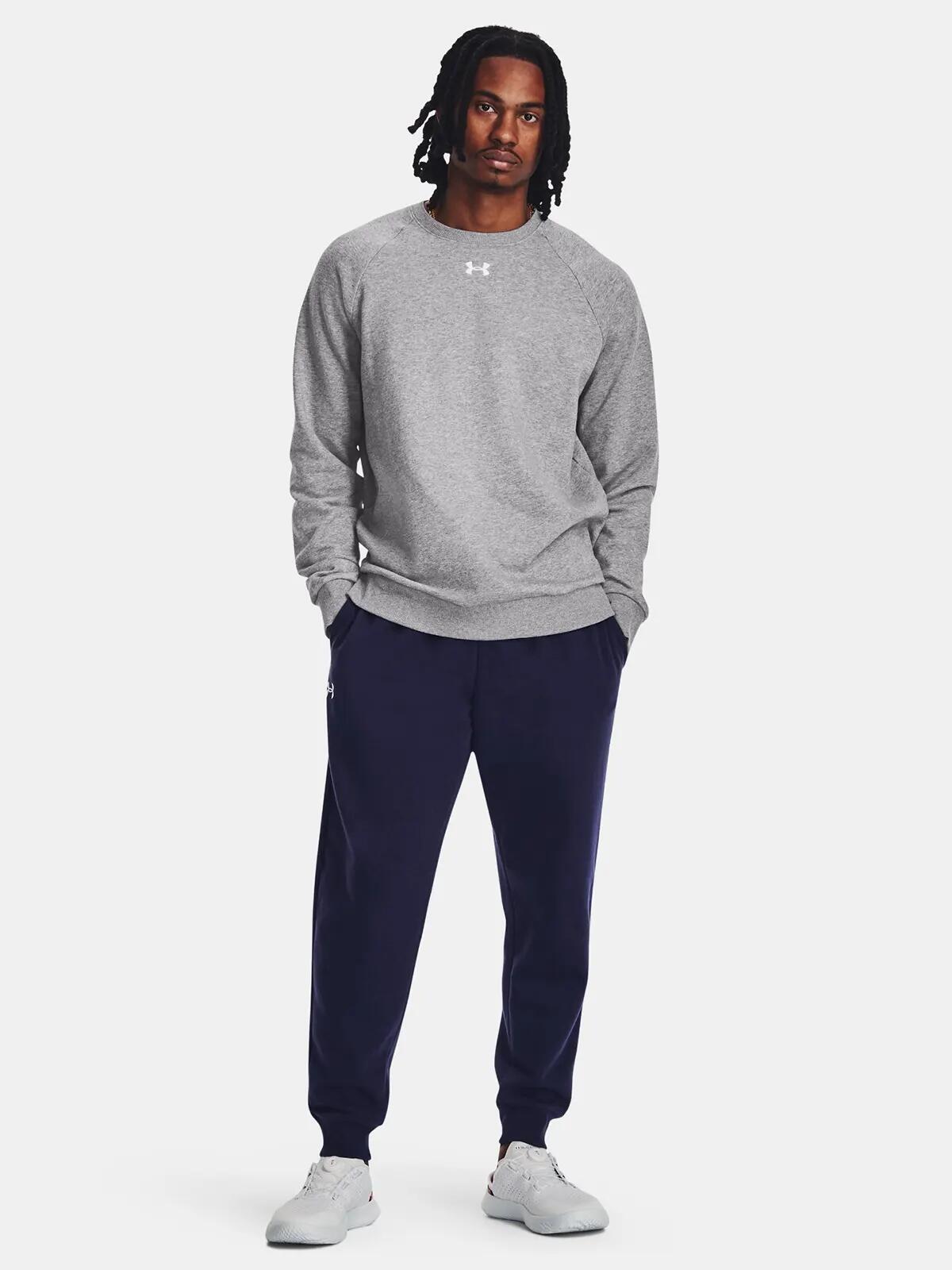 Under Armour Unisex Soft Rival Crewneck Fleece Sweatshirt - Grey 3/6