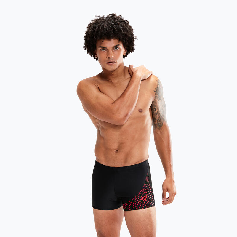 Bañador Boxer Hombre Natación Speedo Medley Aquashort negro rojo