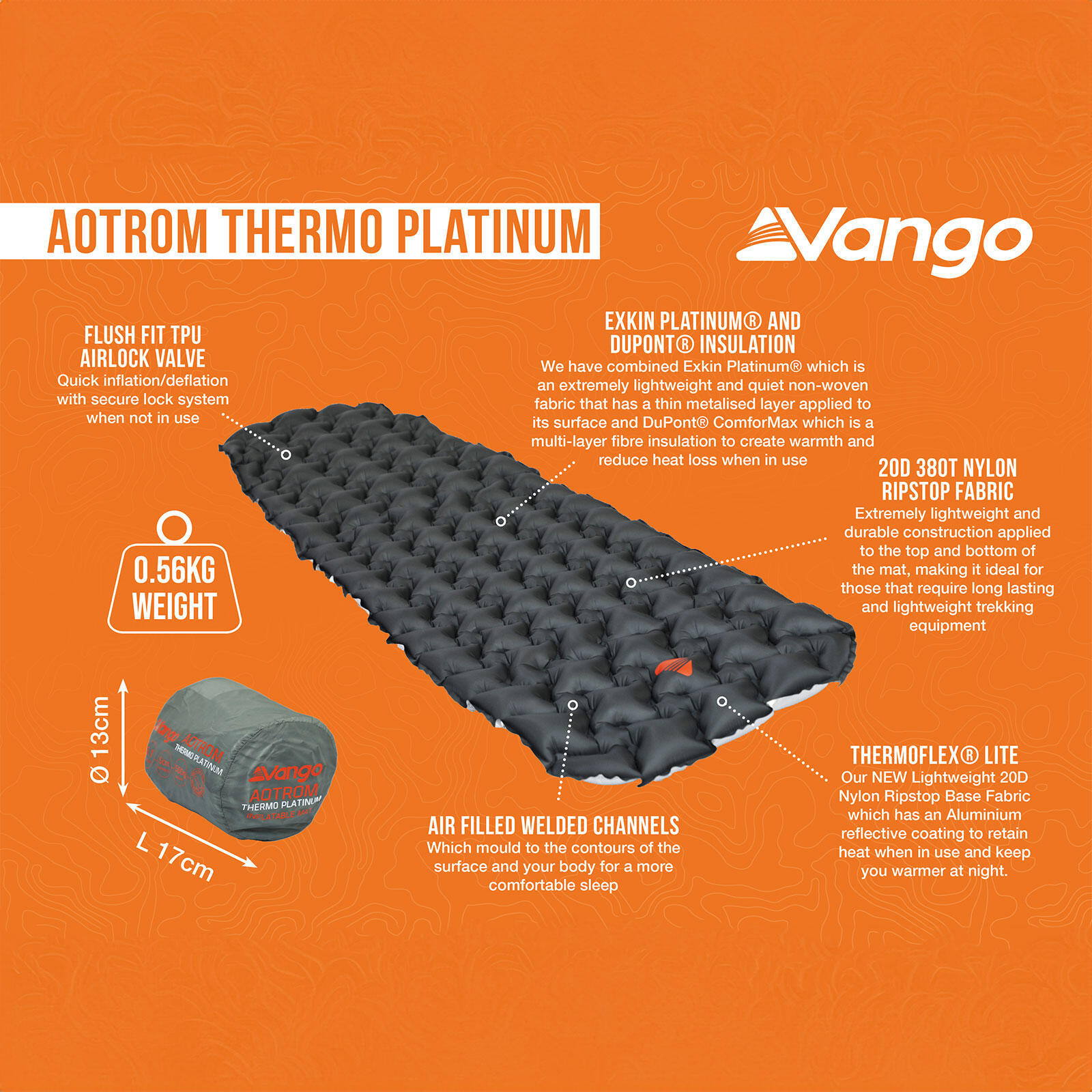 Mata kempingowa jednoosobowa Vango Aotrom Thermo Platinum