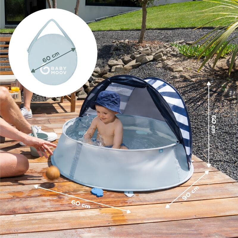 Abri solaire UPF50+ instantané petite piscine moustiquaire enfant - Bleu