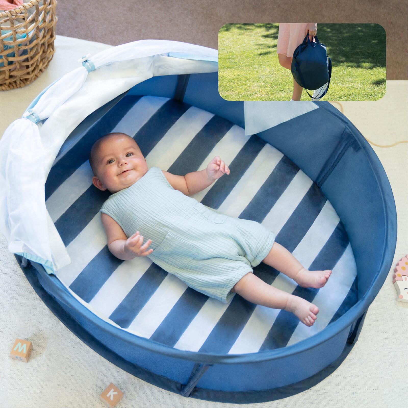 Tente anti-uv abri haute protection moustiquaire piscine à balle bébé - Bleu 5/8