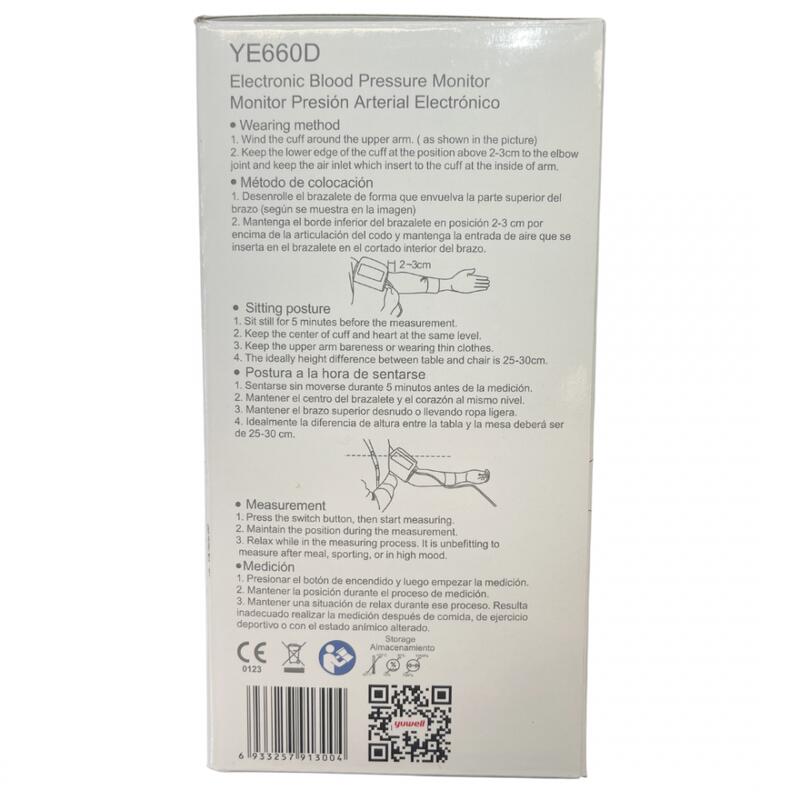 Automatische Digitale Bovenarm Bloeddrukmeter met Geheugen Armband Wit