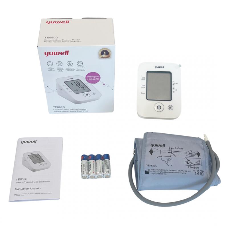 Automatische Digitale Bovenarm Bloeddrukmeter met Geheugen Armband Wit