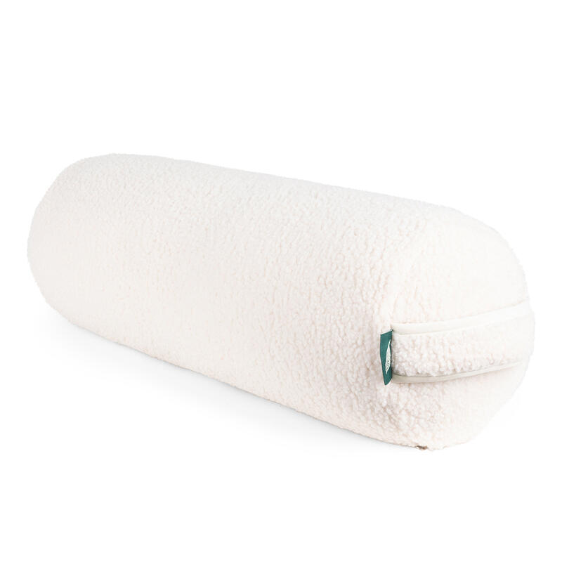 MindBaas - Coussin de yoga - Teddy - Blanc - 60 x 20 (longueur x diamètre)