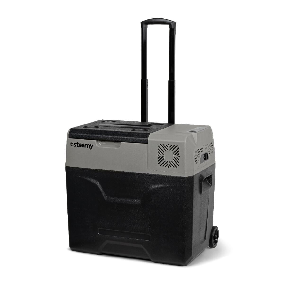 Steamy-E Single Zone Geladeira portátil elétrica sobre rodas, 47L