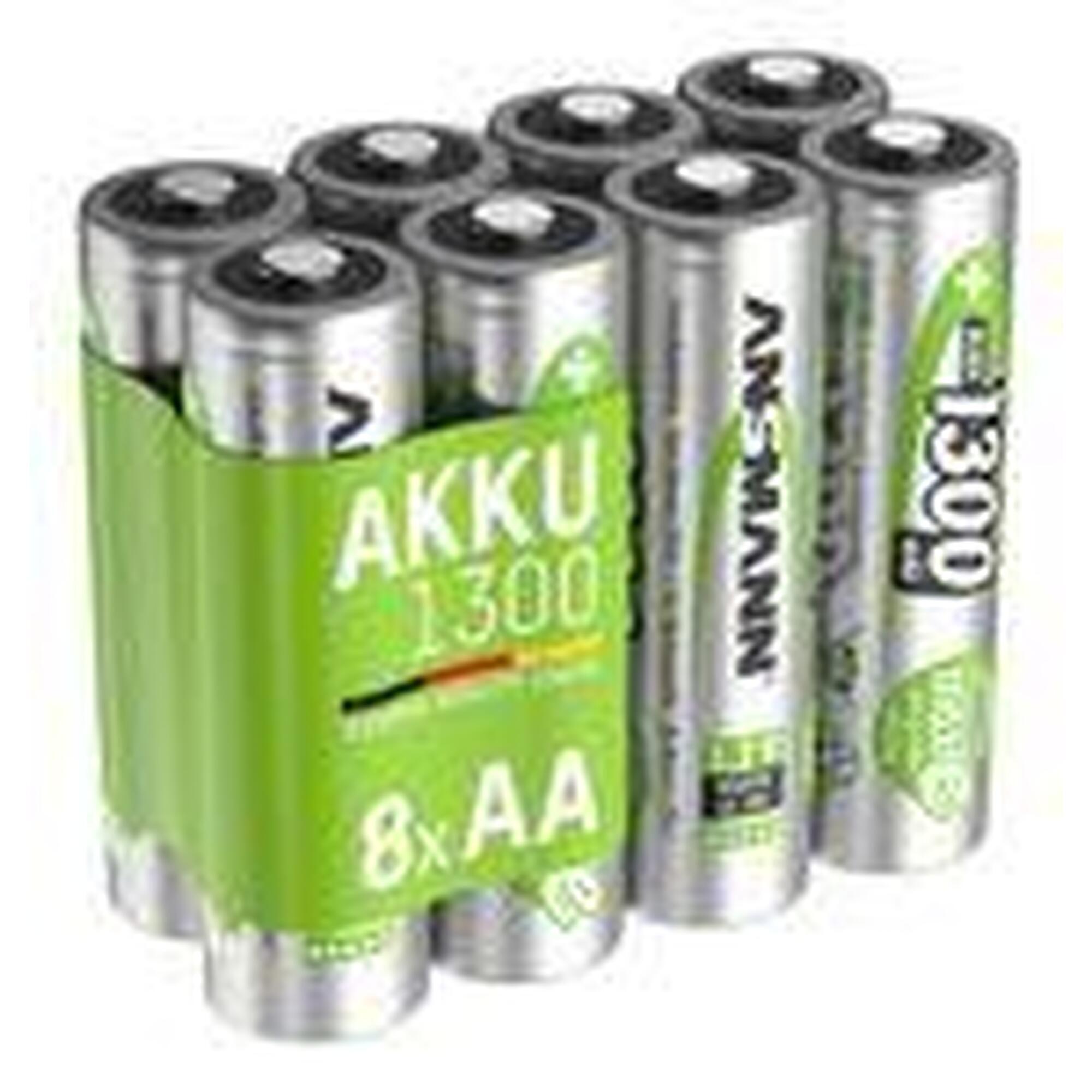 ANSMANN Akku AA 1,2V 1300mAh, Wiederaufladbare Batterien AA Mignon NiMH, 8 Stück