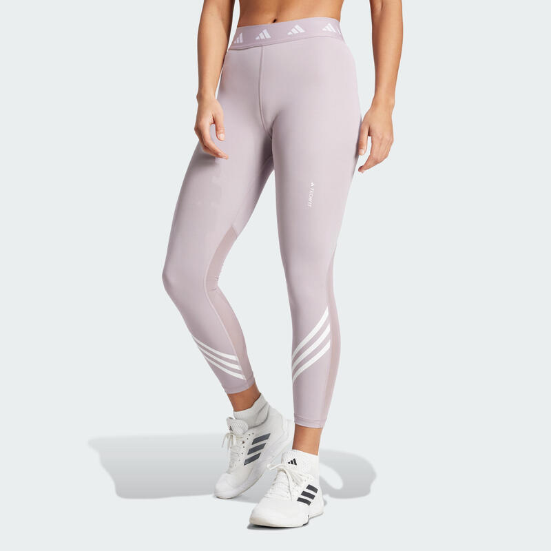 Mallas leggings fitness 3 franjas Mujer adidas gris claro jaspeado