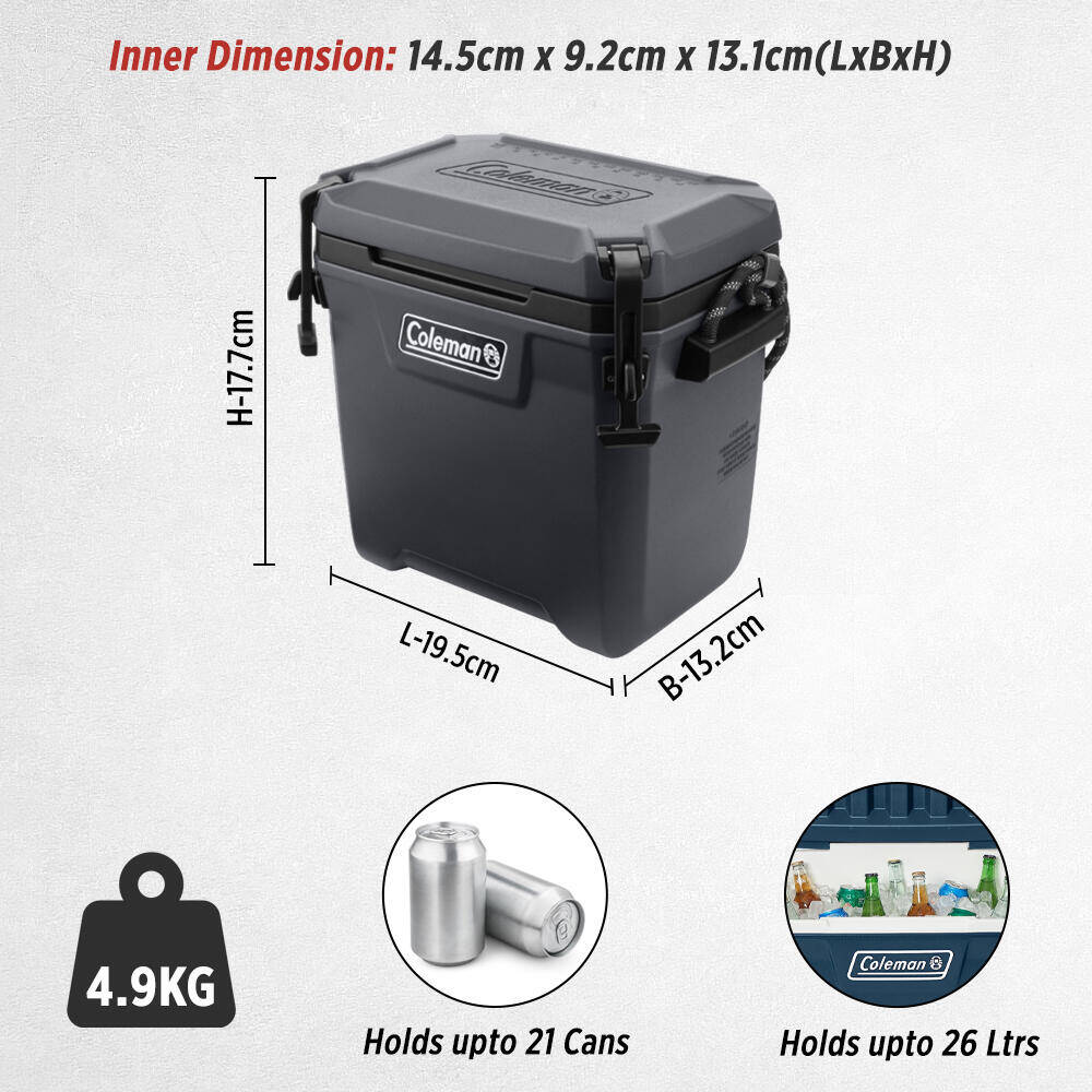 28QT Convoy Ice Cooler Box, Capacity - 26 Litres with Ice Retention for Days, Dark Grey -  2