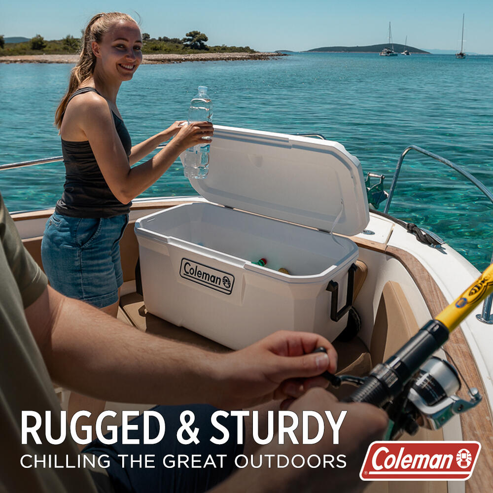 100QT Wheeled Xtreme Ice Cooler Box, Capacity 94 Litres with Ice Retention Upto Days, Marine White