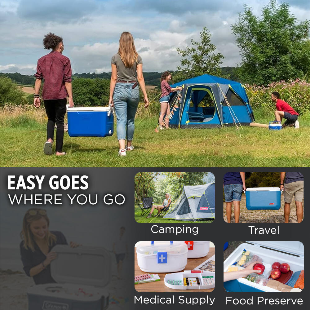 48QT Poly-Lite Performance Ice Cooler Box, Capacity Litres with Ice  Retention Upto Days, Blue