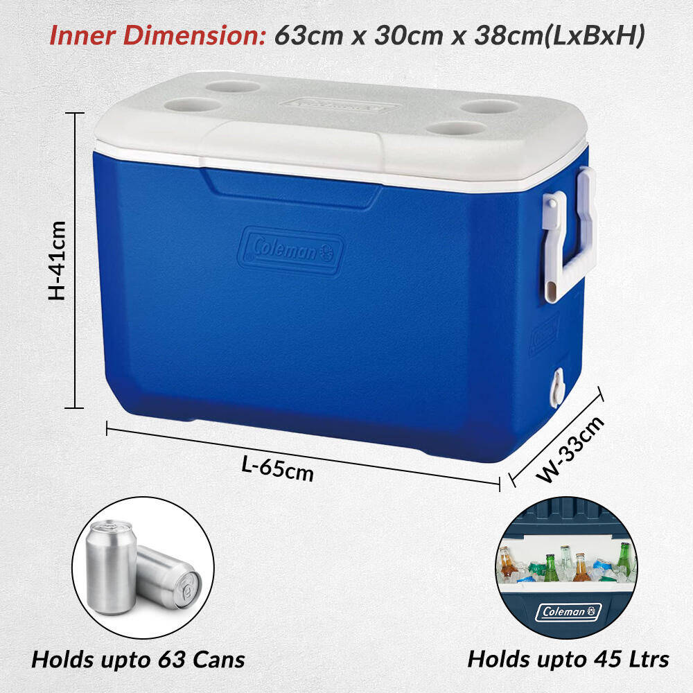 48QT Poly-Lite Performance Ice Cooler Box, Capacity - 45.4 Litres with Ice Retention Upto 3 Days, Blue -  2