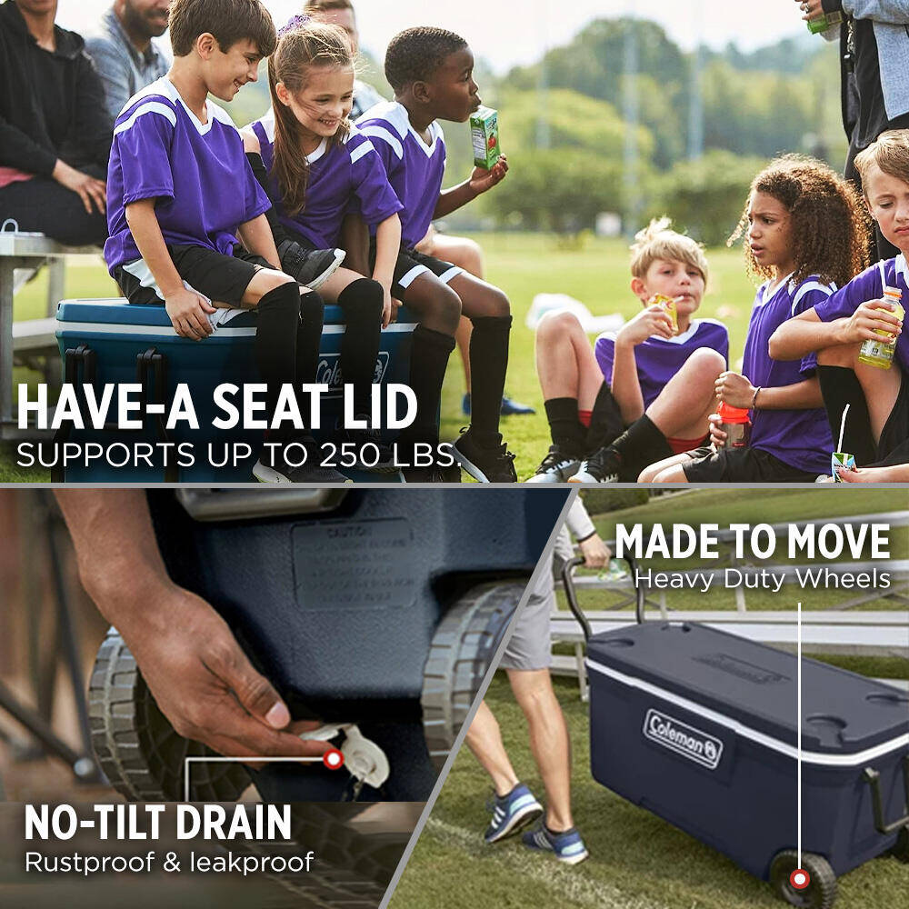 100QT  Wheeled  Ice Cooler Box, Capacity - 94 Litres with Ice Retention Up to 5 Days, Space Blue -  4