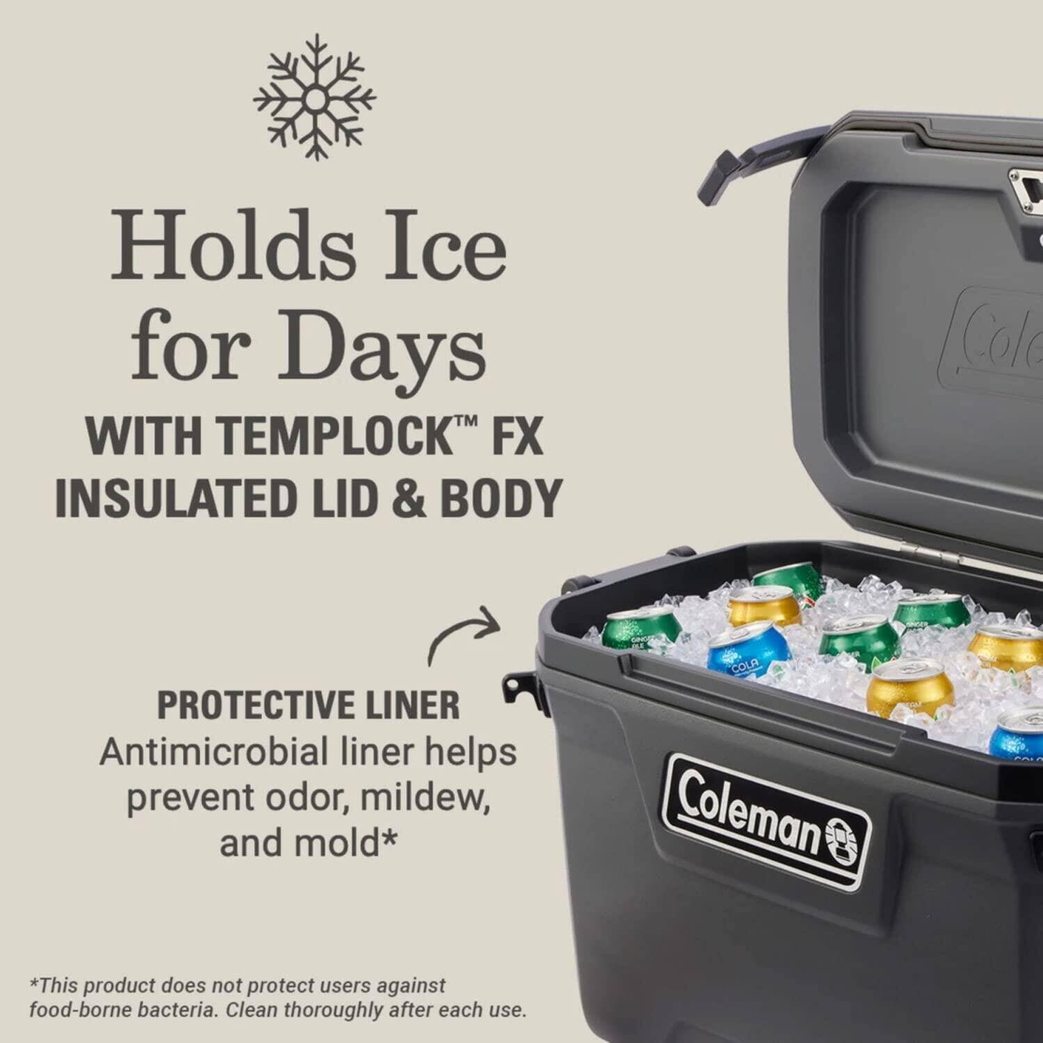 55QT Convoy Ice Cooler Box, Capacity - 52 Litres with Ice Retention for Days, Dark Grey -  3