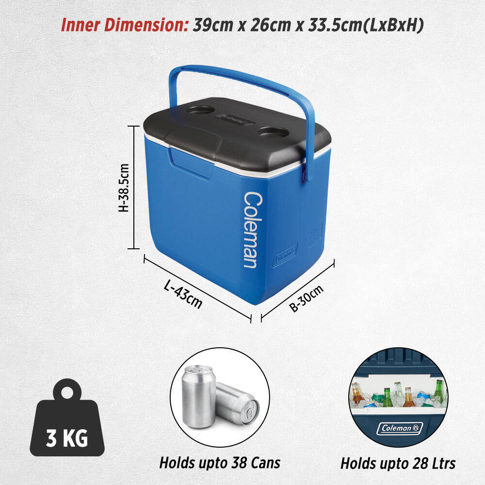 30QT Performance Excursion Ice Cooler Box, Capacity - 28.4 Litres with Ice Retention Upto 2 Days, Blue -  2
