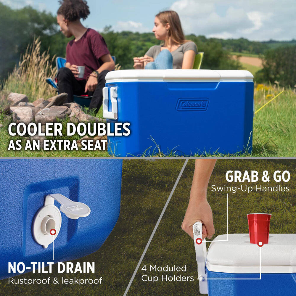 48QT Performance Ice Cooler Box, Capacity - 45.4 Litres with Ice Retention Upto 3 Days, Blue -  4